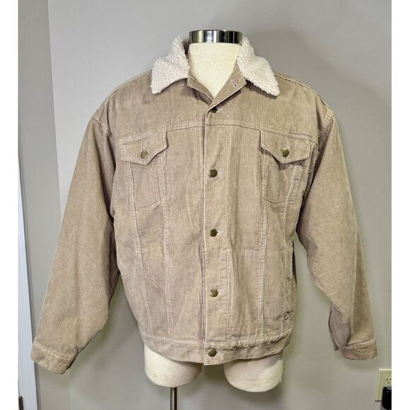 Marlboro Other - Marlboro Beige Corduroy Jacket Men XL Sherpa Lined Cowboy Utility Cabin Chore